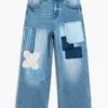 Denim broek met gehaakte patches