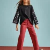 Denim broek met gewassen effect