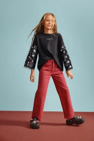 Denim broek met gewassen effect
