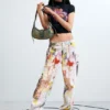 Denim broek met print
