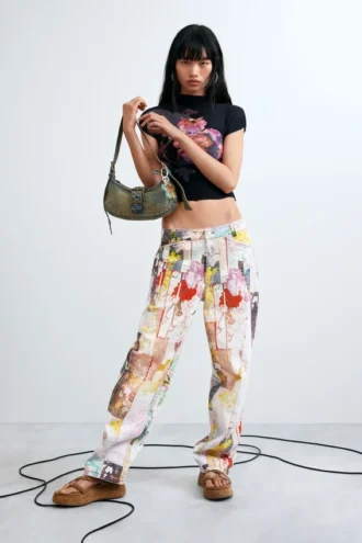 Denim broek met print