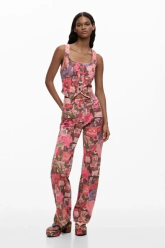 Denim broek met print