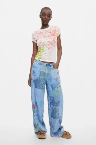 Denim broek met print