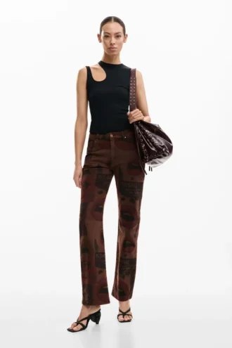 Denim broek met print