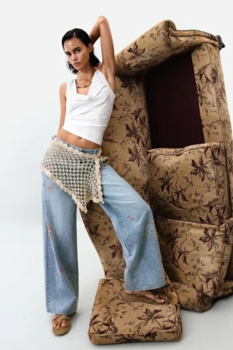 Denim broek met print