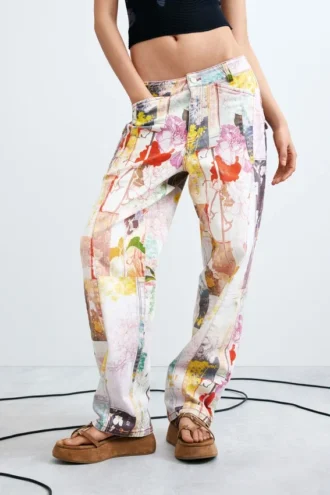 Denim broek met print