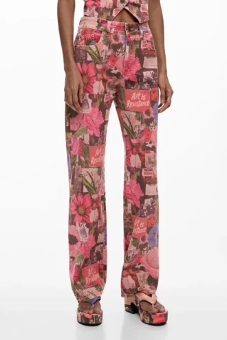Denim broek met print