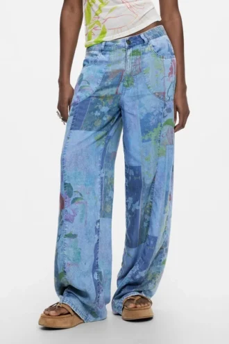 Denim broek met print