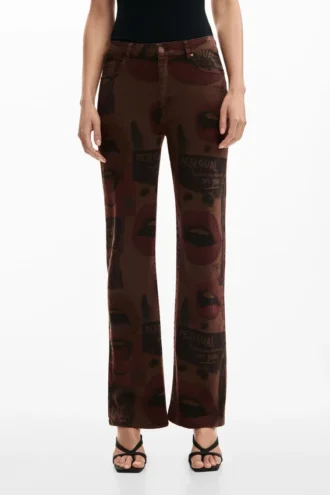 Denim broek met print