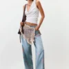 Denim broek met print