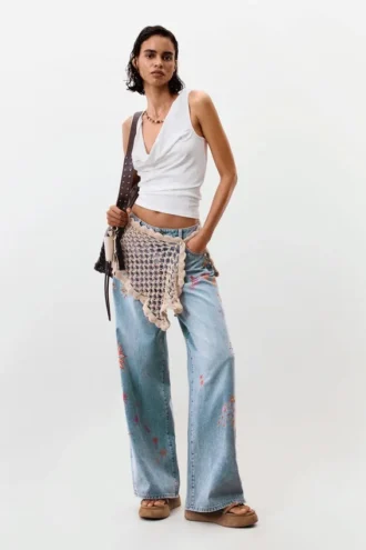 Denim broek met print