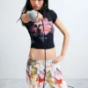 Denim broek met print