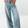 Denim broek met print