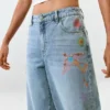 Denim broek met print