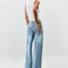 Denim broek met print