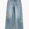 Denim broek met print