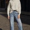 Denim broek van twee materialen