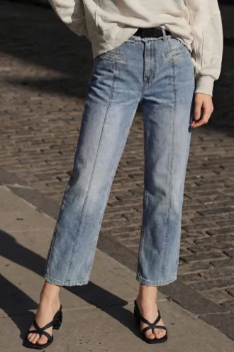 Denim broek van twee materialen