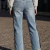 Denim broek van twee materialen