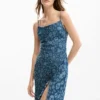 Denim jurk met ruches