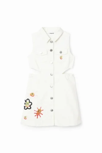 Denim jurk met uitsnijdingen