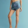 Denim korte broek met print