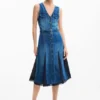 Denim midi-jurk