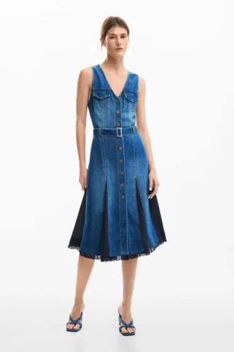 Denim midi-jurk