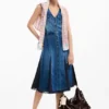 Denim midi-jurk