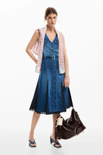 Denim midi-jurk