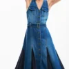 Denim midi-jurk