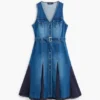 Denim midi-jurk