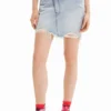 Denim mini-rok met gekruiste taille