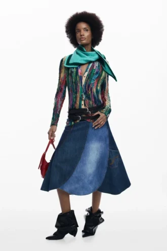 Denim patchwork rok