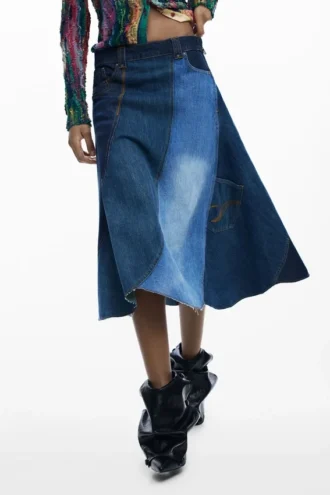 Denim patchwork rok