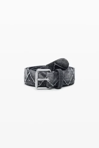 Denim riemen met zigzagpatroon
