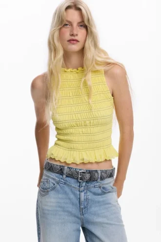Denim riemen met zigzagpatroon