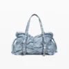 Denim tassen met ruches