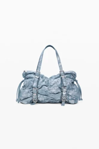 Denim tassen met ruches