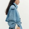Denim trenchcoat met riemen