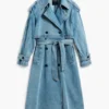 Denim trenchcoat met riemen