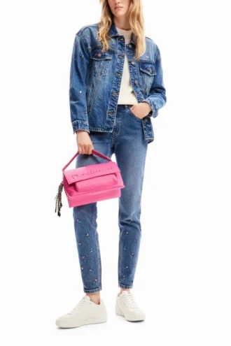 Denim truckerjas met bloemenprint