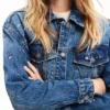 Denim truckerjas met bloemenprint