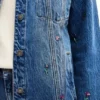 Denim truckerjas met bloemenprint