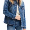 Denim truckerjas met bloemenprint