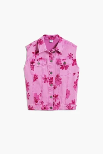 Denim vest met bloemen