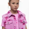 Denim vest met bloemen