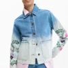 Denimjas met bloemen