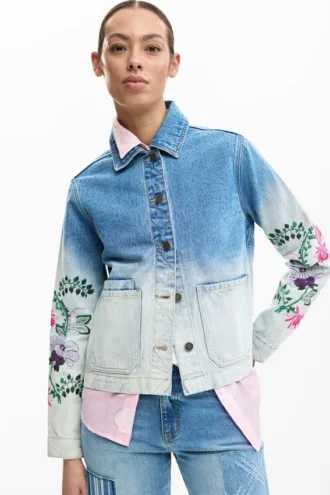 Denimjas met bloemen