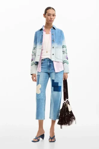 Denimjas met bloemen